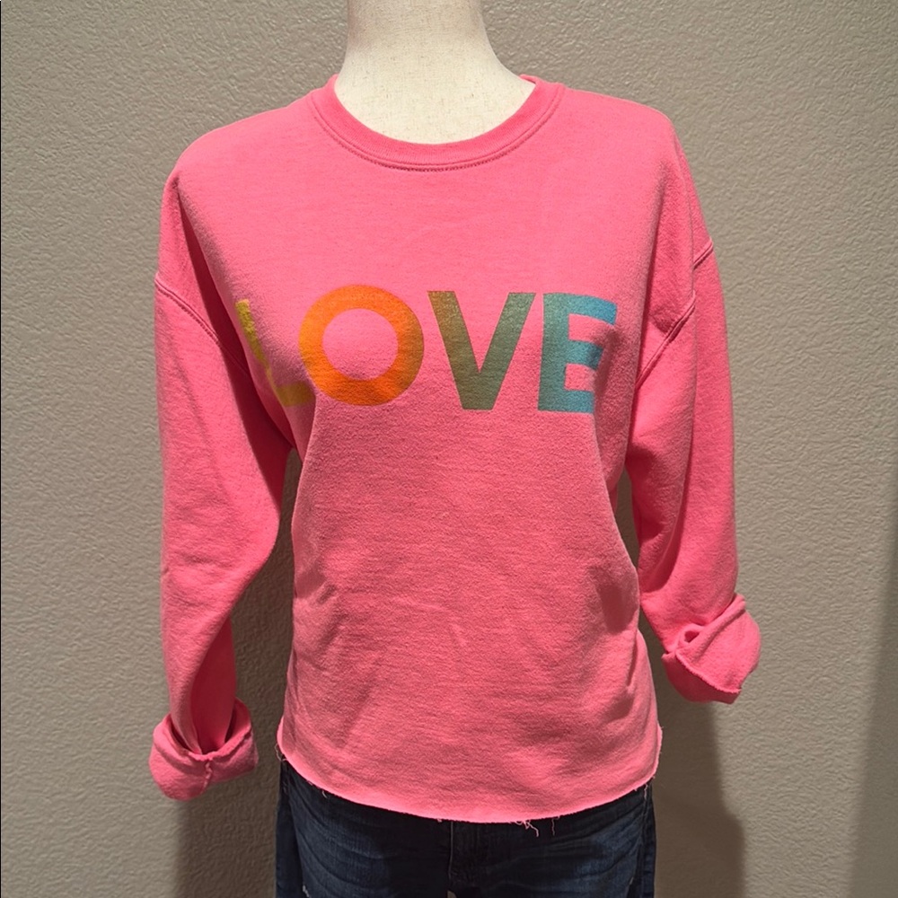 John Eshaya Pink LOVE Crew Neck Sweatshirt